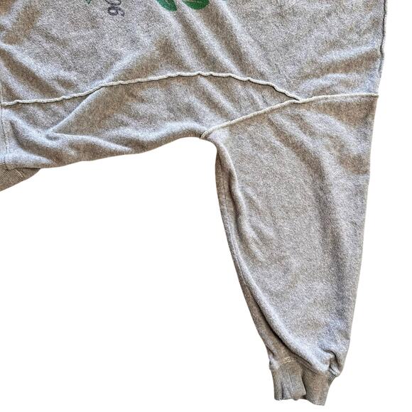 Aerie Cozy Chill Oversized Gray Terry Winter Graphic Distressed Sweatshirt Large - Picture 7 of 9